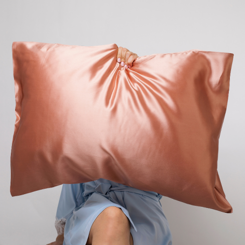 Funda de almohada de satén (color champán, 2 fundas)